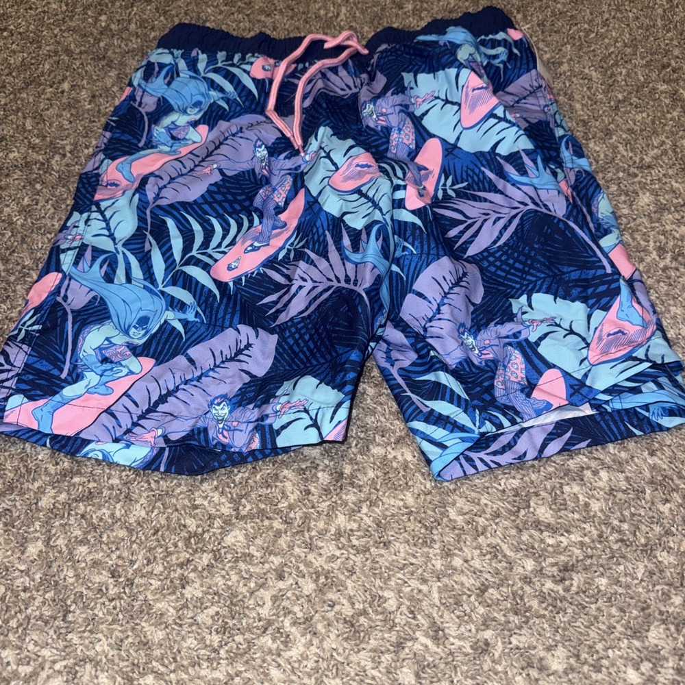 Men's Batman Joker 8.5" Elastic Waist Surf Swim Shorts - Dark Blue - Small‎